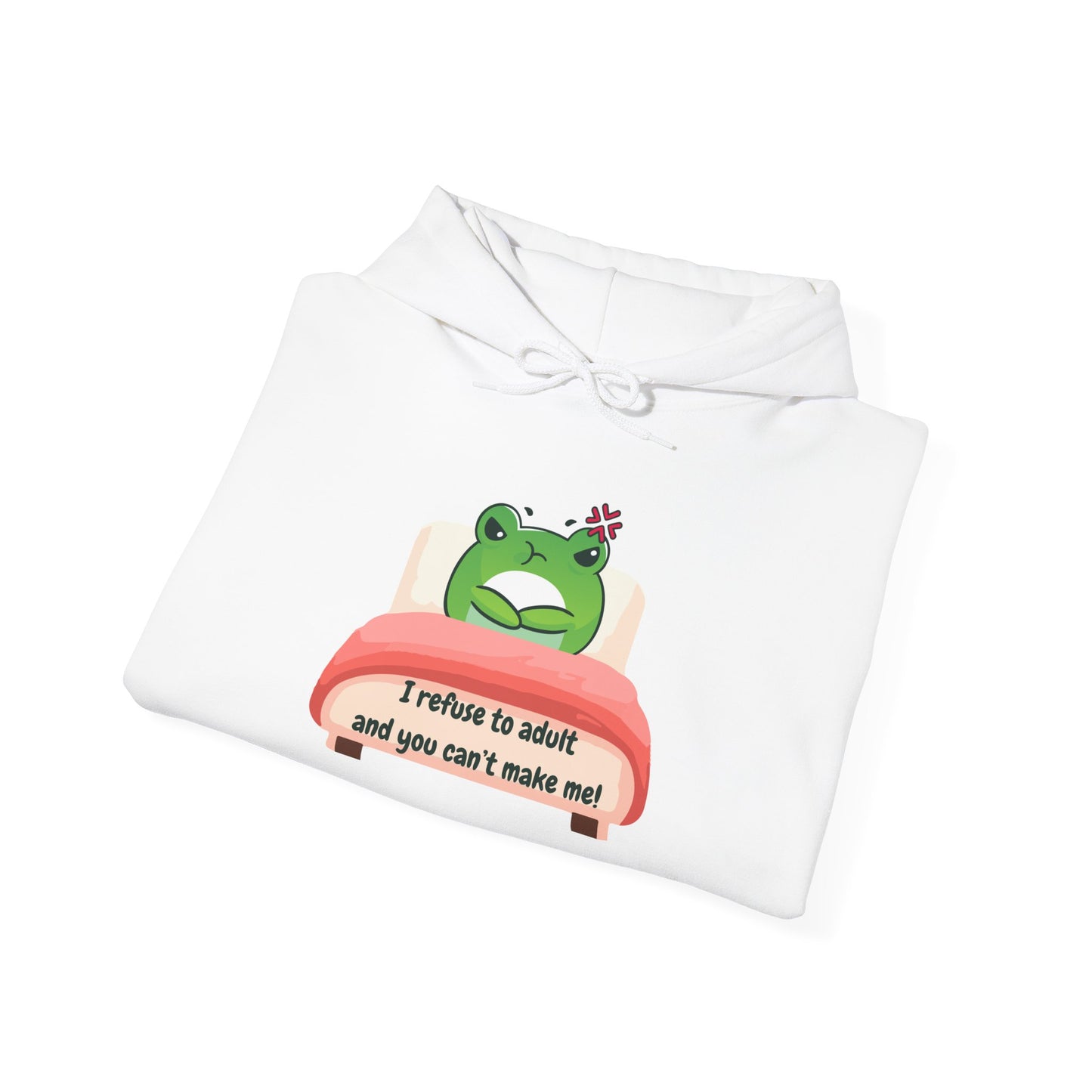 Playful Frog Hoodie - 'I Refuse to Adult' Unisex Heavy Blend Sweatshirt