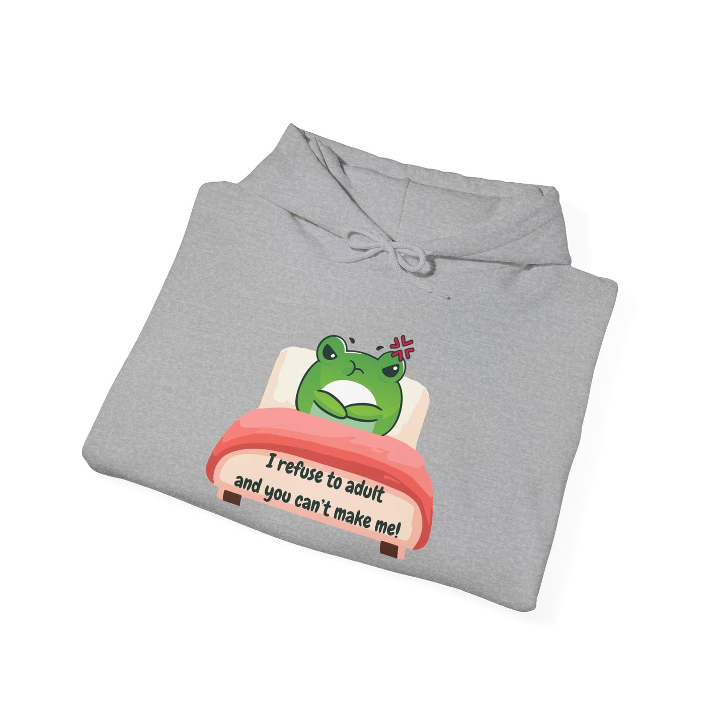 Playful Frog Hoodie - 'I Refuse to Adult' Unisex Heavy Blend Sweatshirt