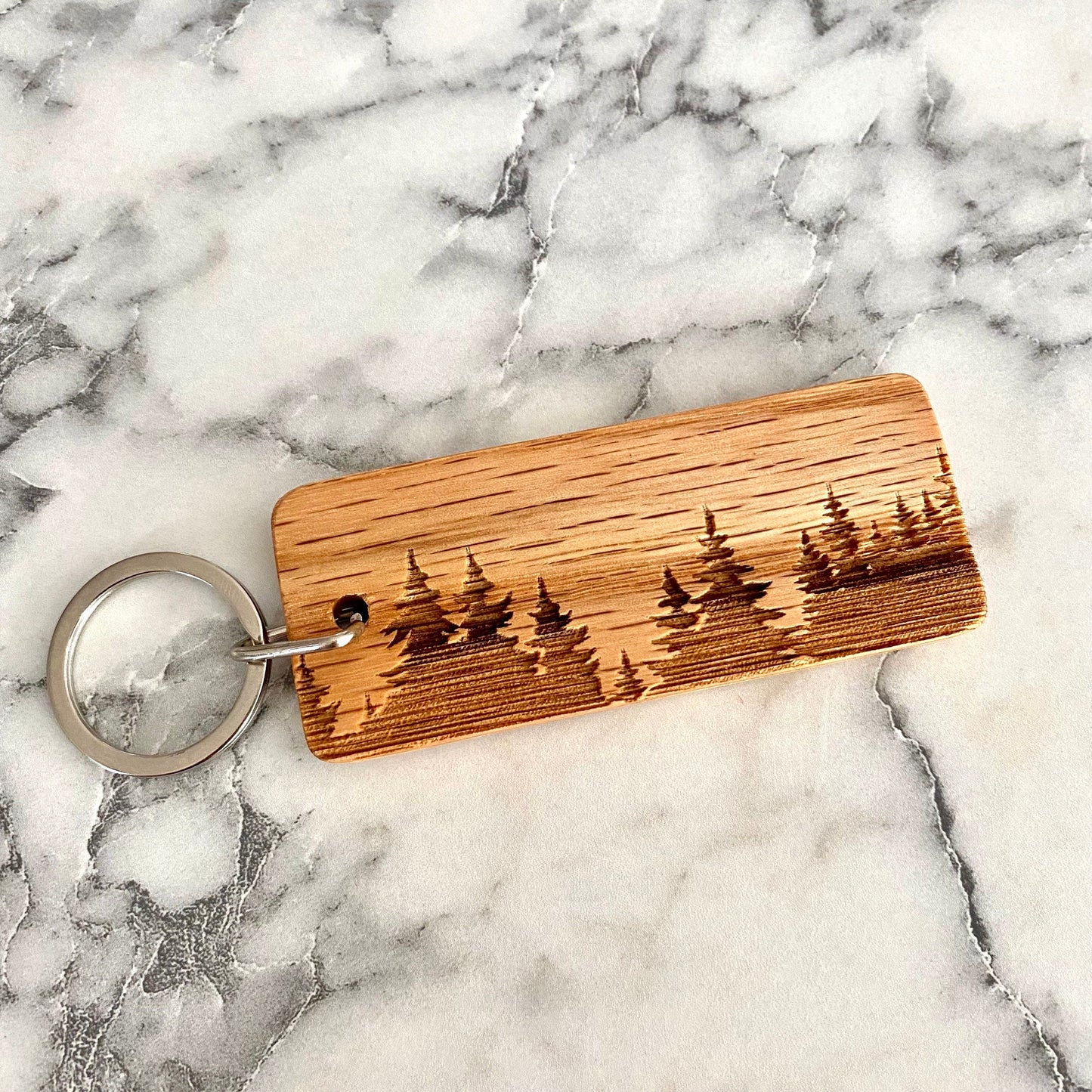 Treeline Engraved Wood Keychain