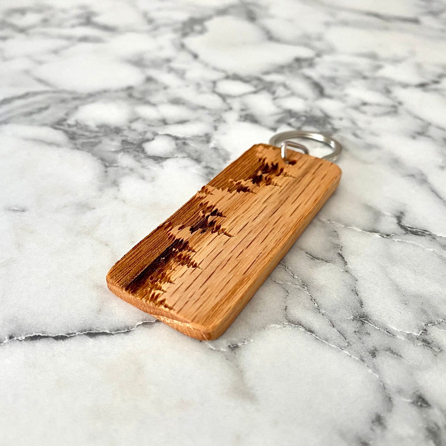 Treeline Engraved Wood Keychain