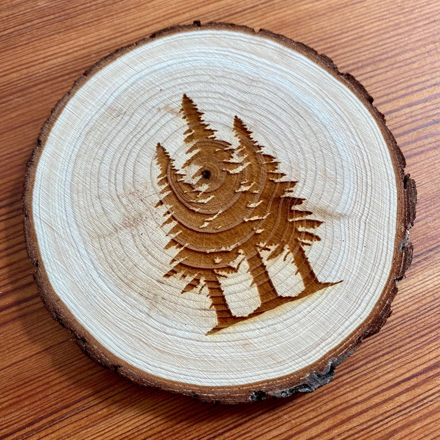 Pine Tree Engraved Wood Coaster Set