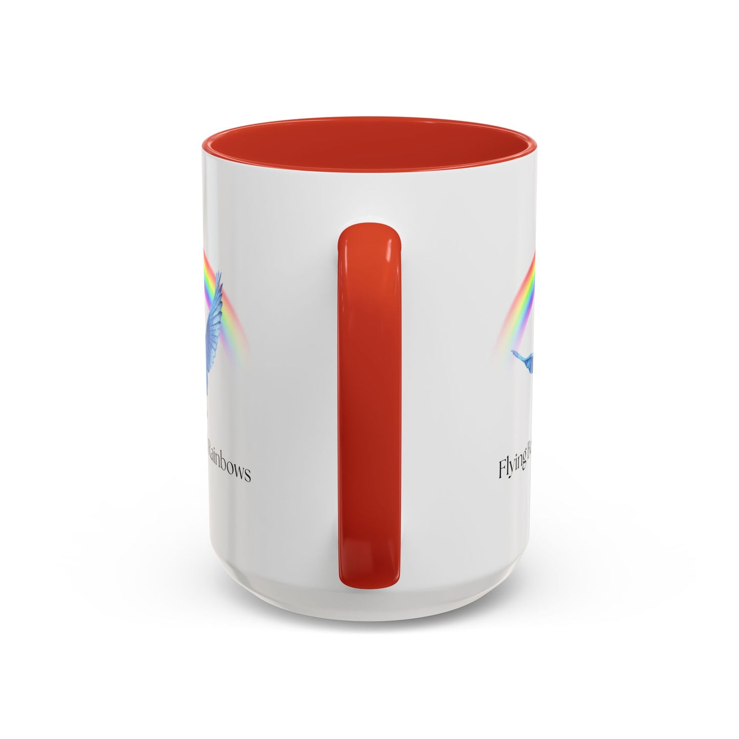 Flying Beyond Rainbows Accent Coffee Mug - Inspirational Bird Design