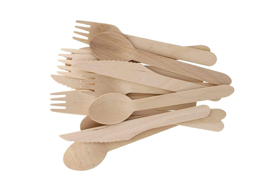 Bosnal – Wooden Disposable Cutlery Set, 6.5 inch, 100 Pcs