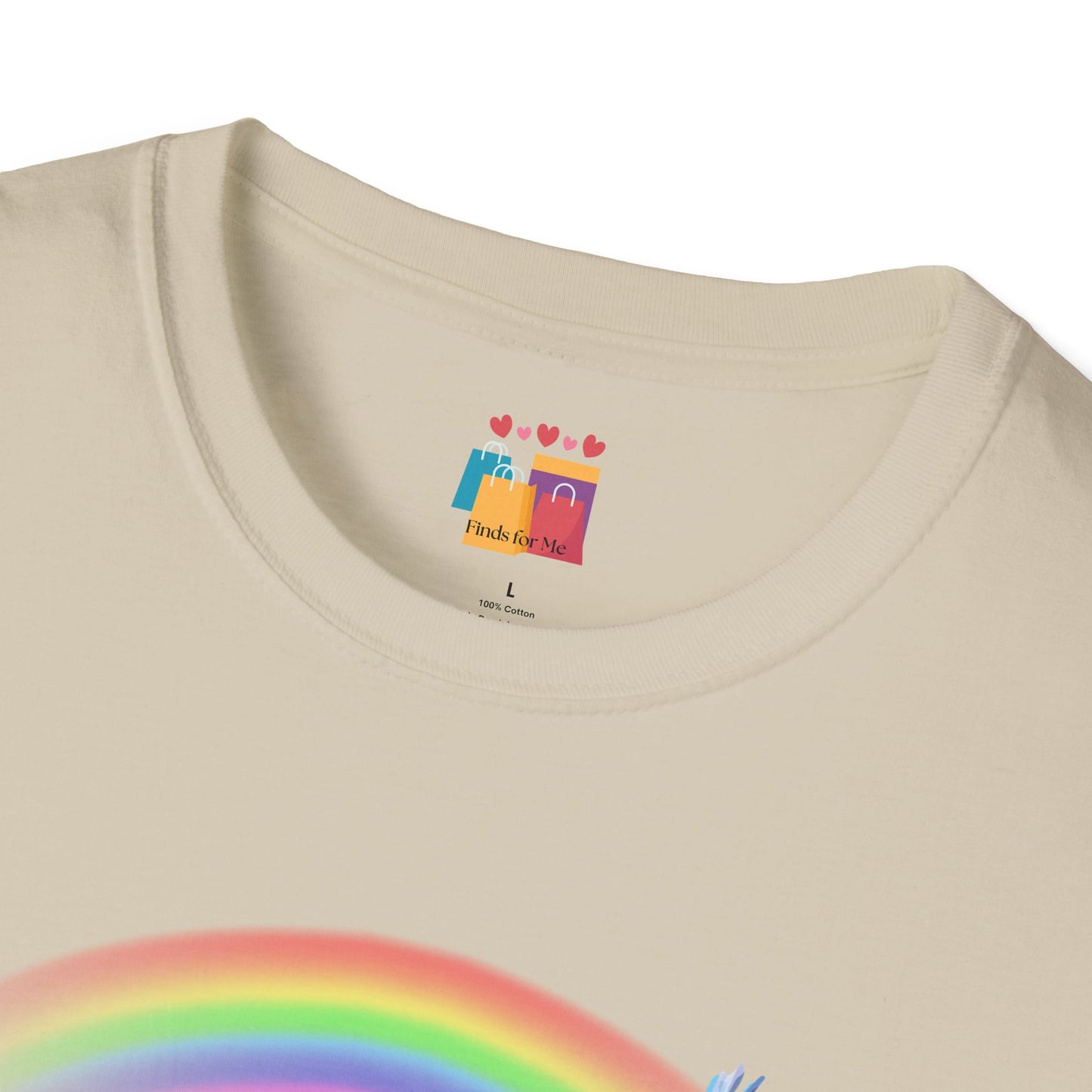 Flying Beyond Rainbows Unisex Softstyle T-Shirt - Dreamy Bird & Rainbow Design