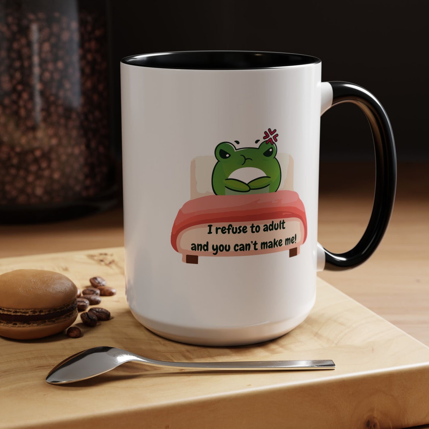 Funny Frog Accent Coffee Mug - "I Refuse to Adult"