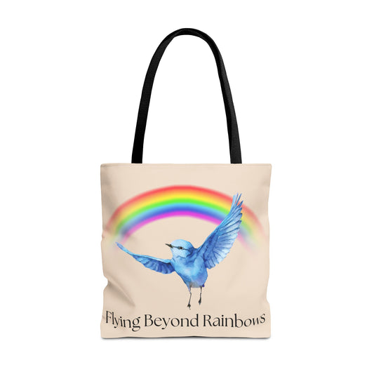 Flying Beyond Rainbows Tote Bag – Colorful Bird Design for Nature Lovers