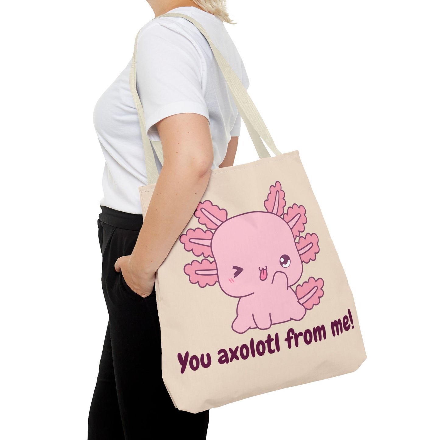 Cute Axolotl Tote Bag - 'You Axolotl From Me!' Playful Design