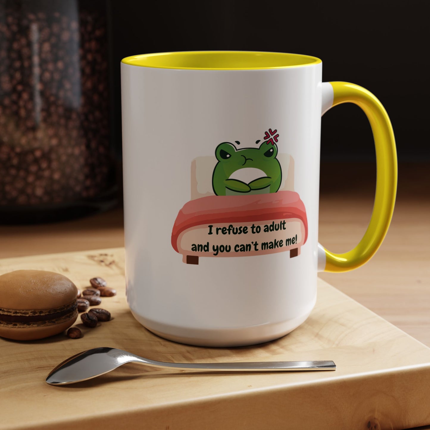 Funny Frog Accent Coffee Mug - "I Refuse to Adult"