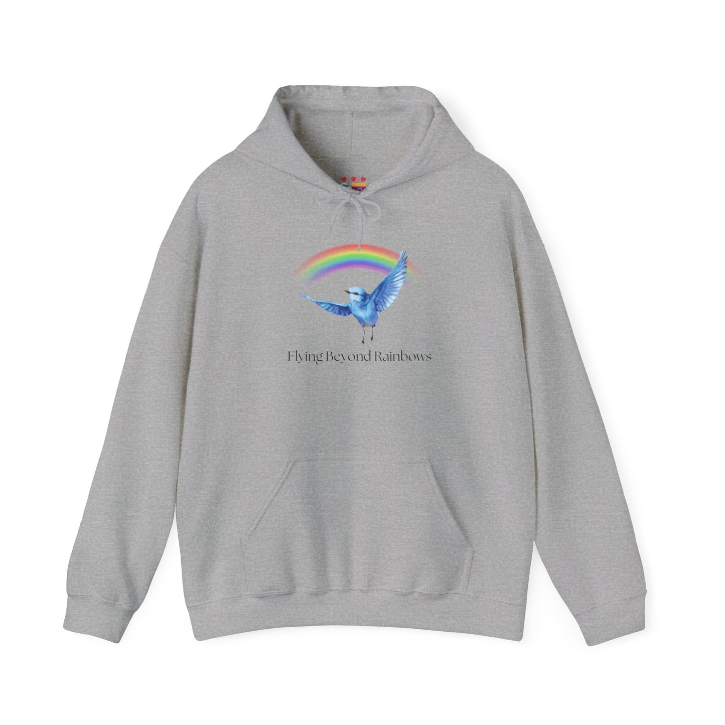 Flying Beyond Rainbows Unisex Heavy Blend™ Hoodie - Inspirational Design for Cozy Comfort