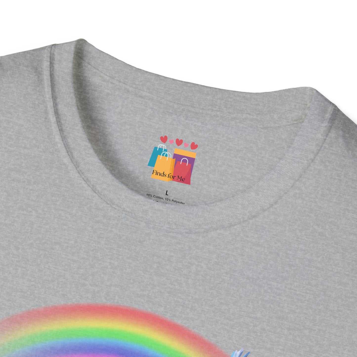 Flying Beyond Rainbows Unisex Softstyle T-Shirt - Dreamy Bird & Rainbow Design