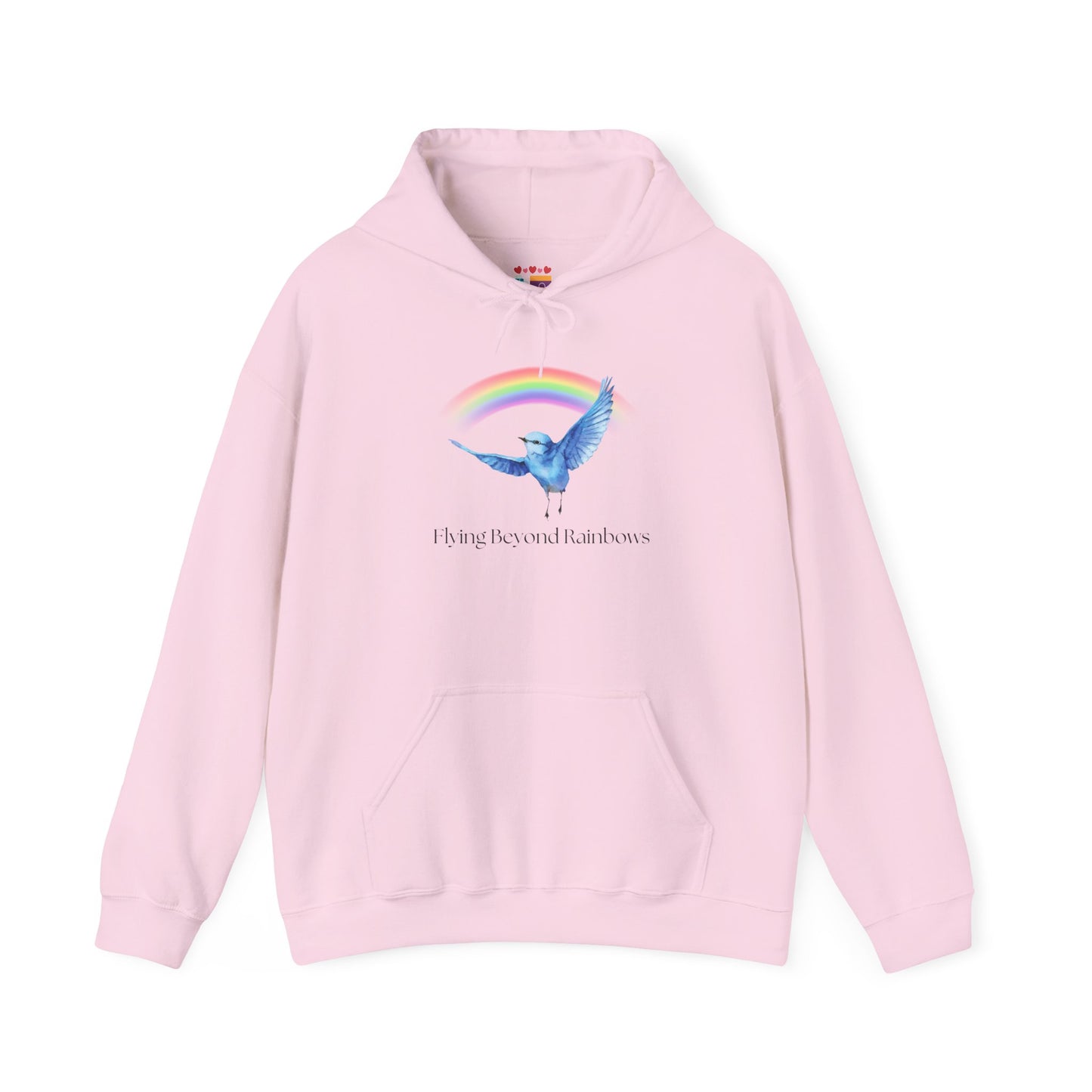 Flying Beyond Rainbows Unisex Heavy Blend™ Hoodie - Inspirational Design for Cozy Comfort