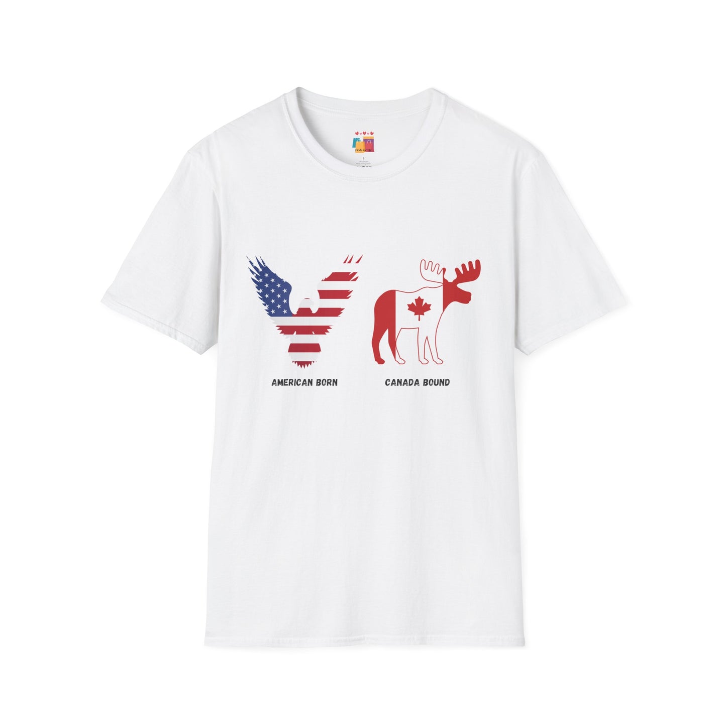 Unisex Softstyle T-Shirt - American Born & Canada Bound Graphic Tee