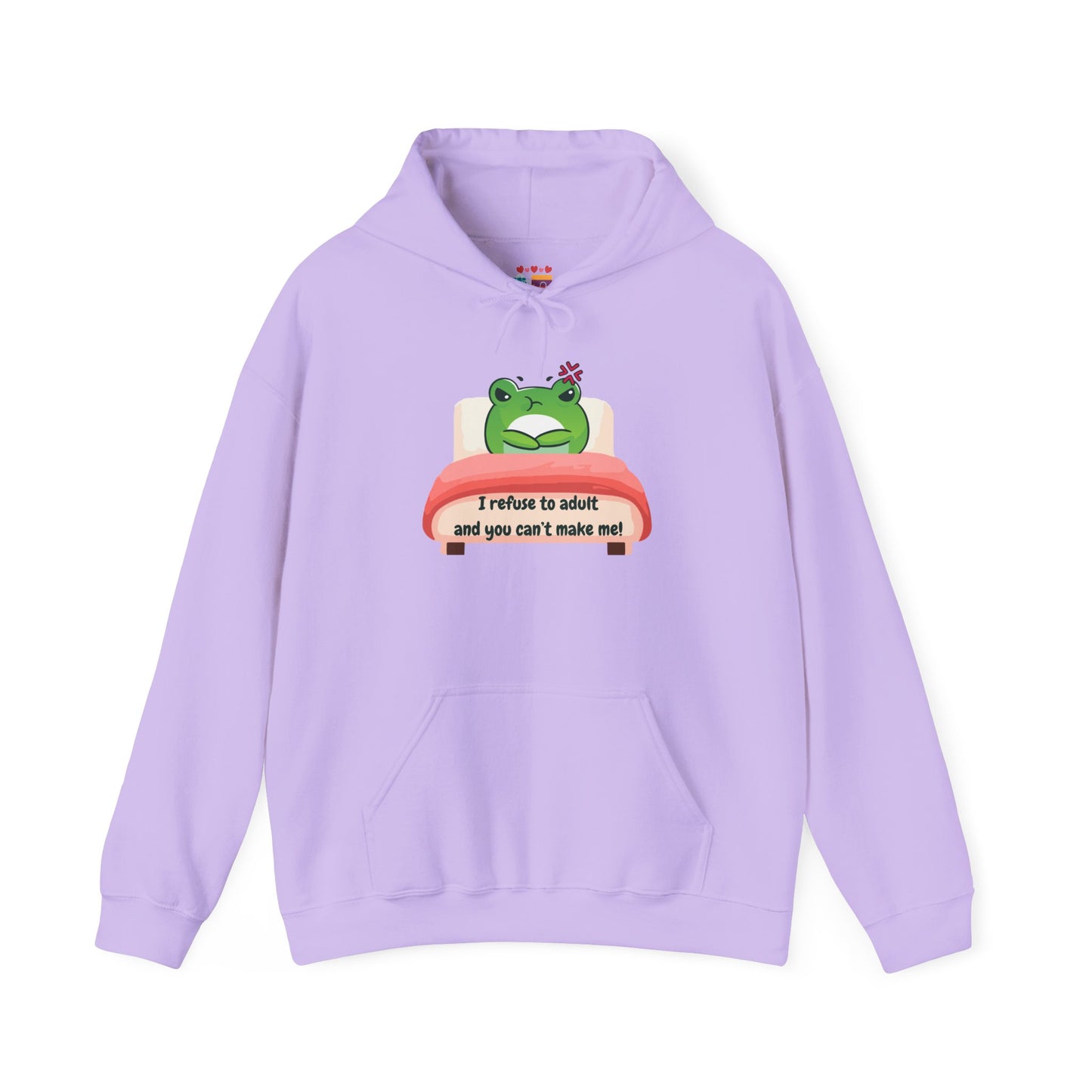 Playful Frog Hoodie - 'I Refuse to Adult' Unisex Heavy Blend Sweatshirt