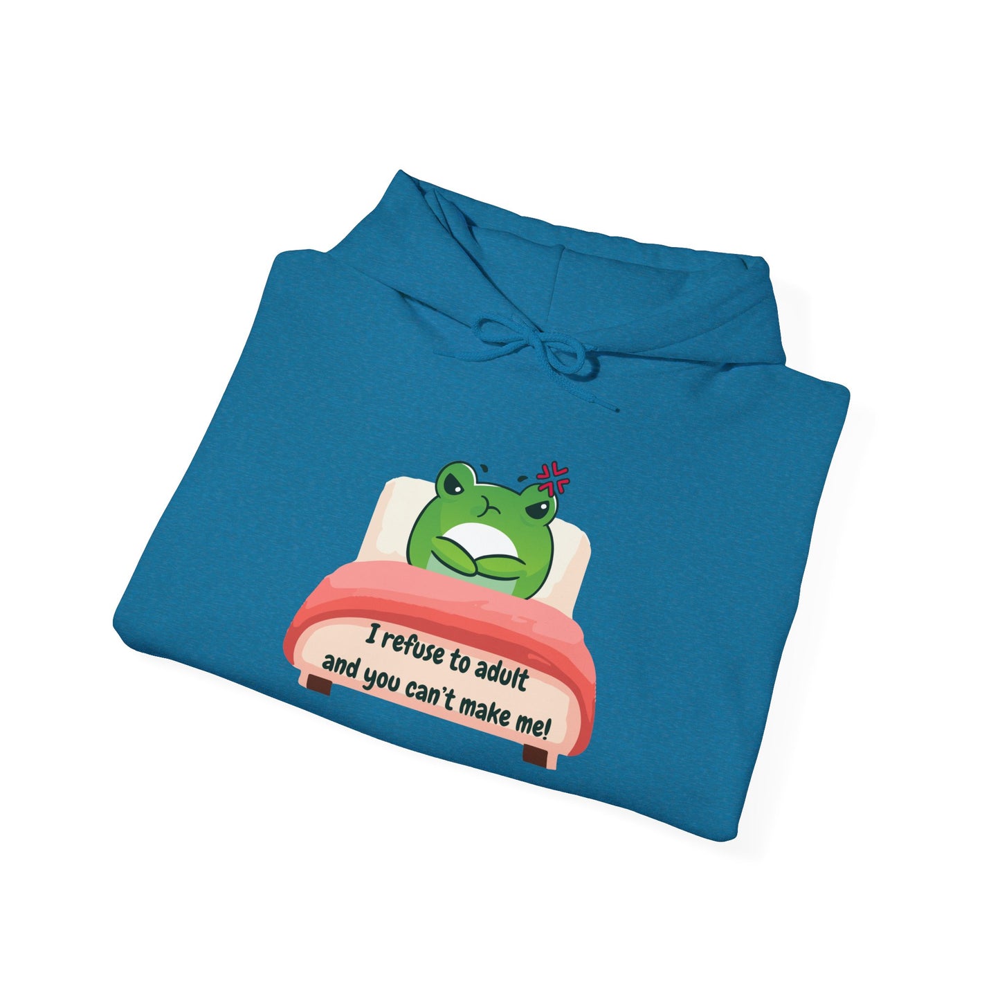 Playful Frog Hoodie - 'I Refuse to Adult' Unisex Heavy Blend Sweatshirt