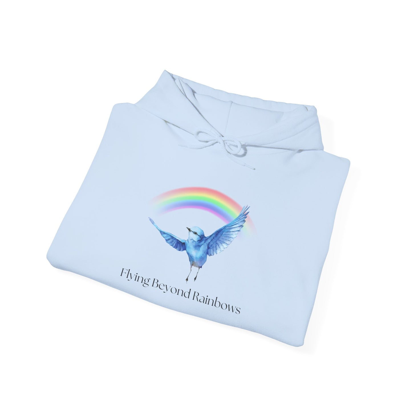 Flying Beyond Rainbows Unisex Heavy Blend™ Hoodie - Inspirational Design for Cozy Comfort