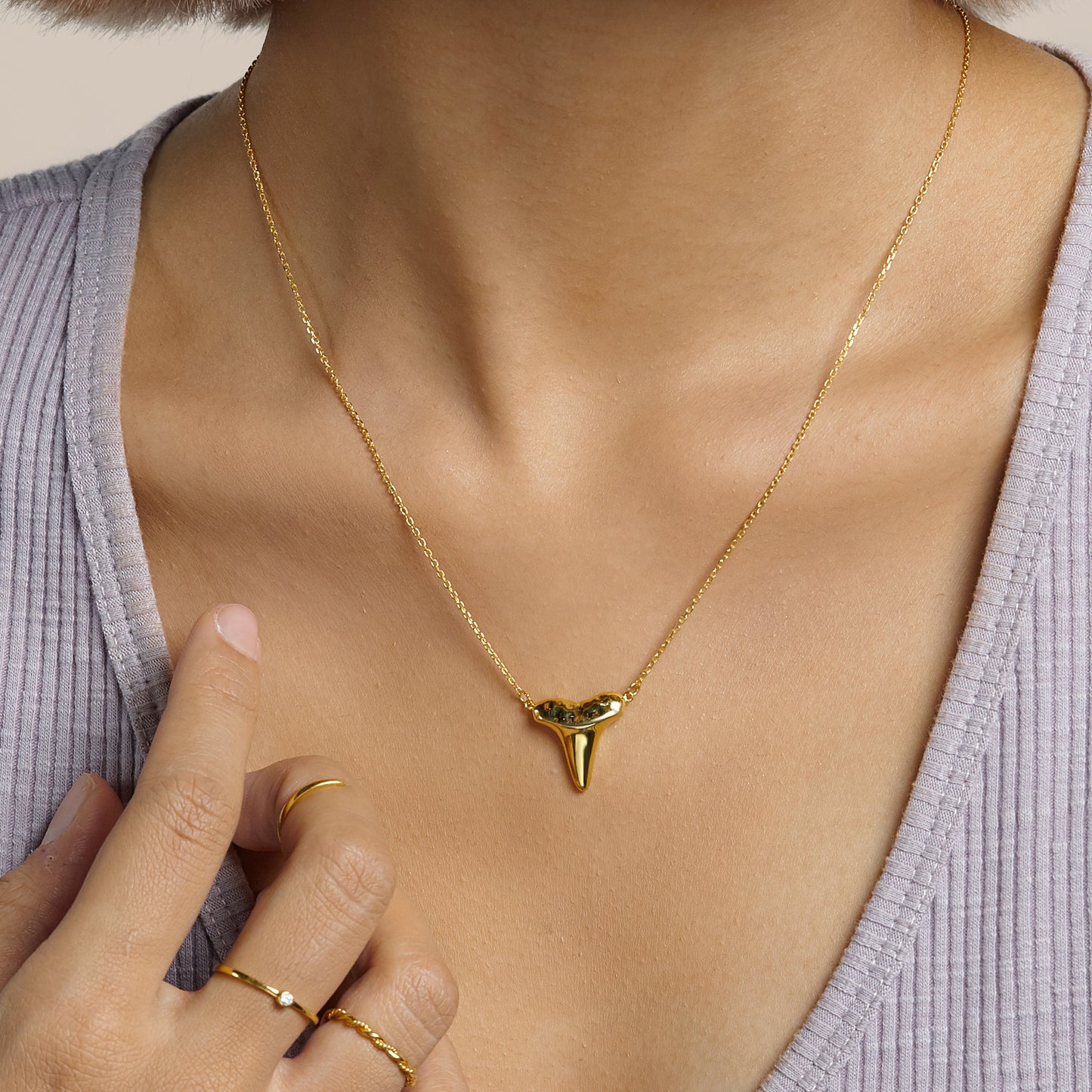 Gold Shark Tooth Necklace Layer Bolo Necklace