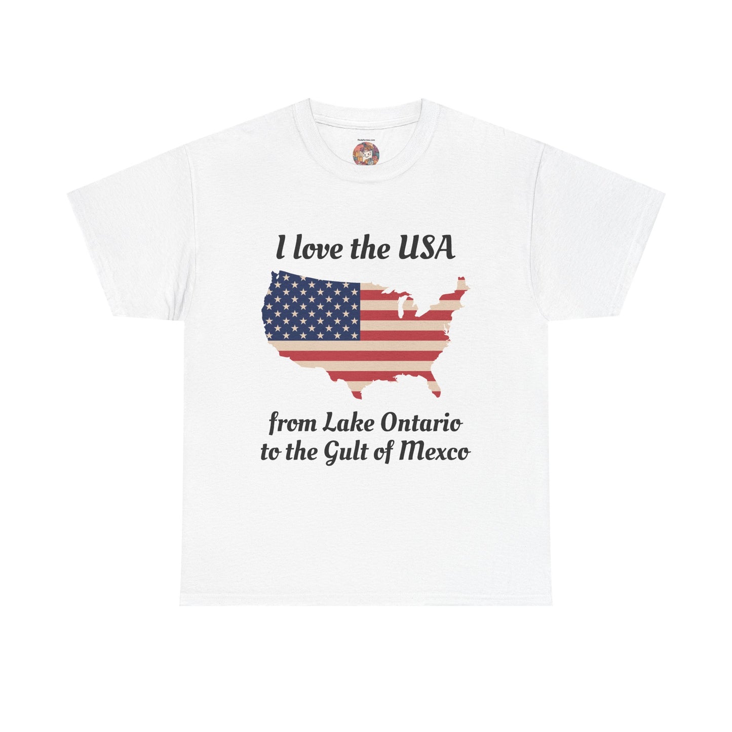 USA Map T-Shirt – "I love the USA from Lake Ontario to the Gulf of Mexico" Patriotic Tee