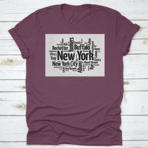 Black Silhouette Of New York Word Cloud Map With List Of Cities In Usa