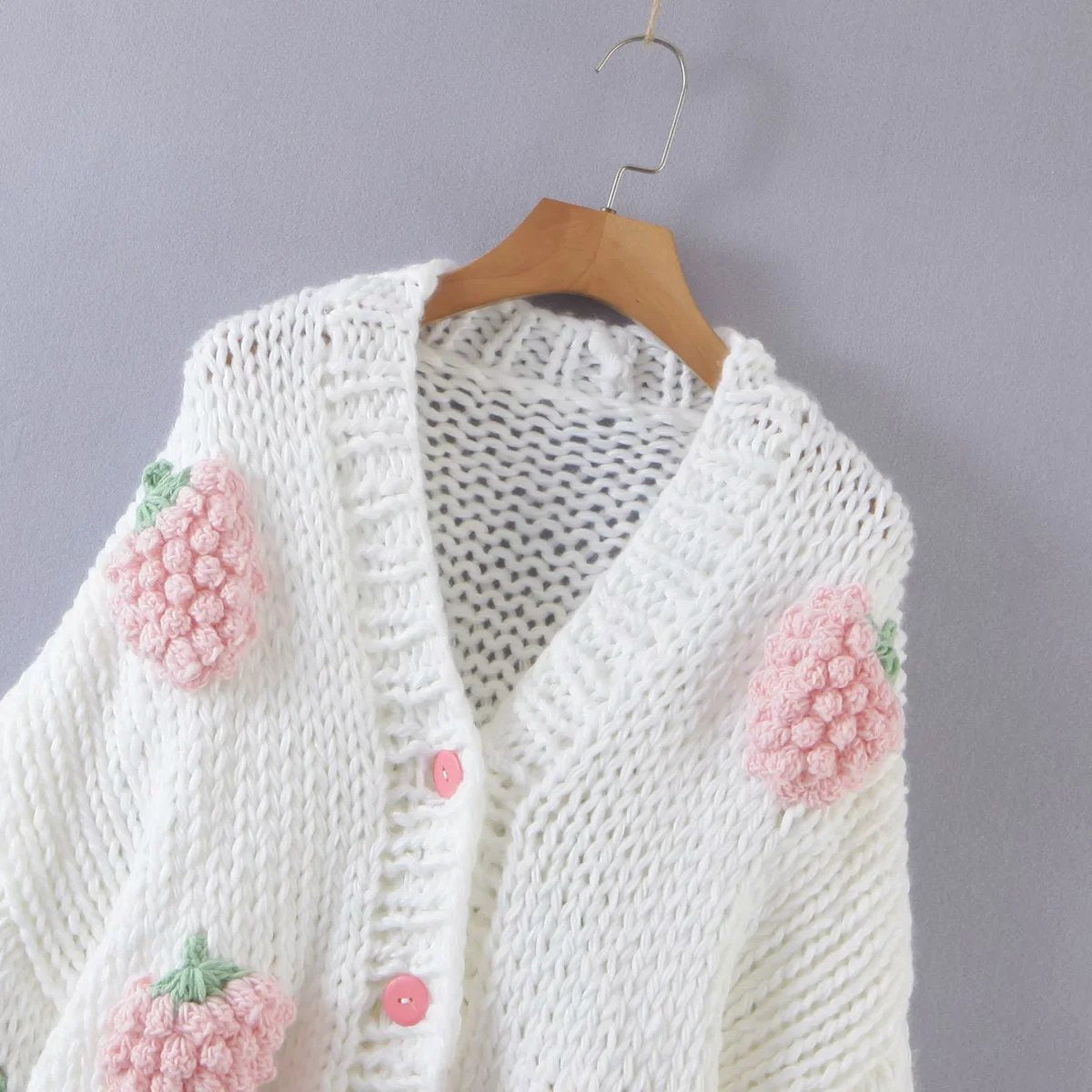 Cute Strawberry Handmade Cardigan Knitting Sweater
