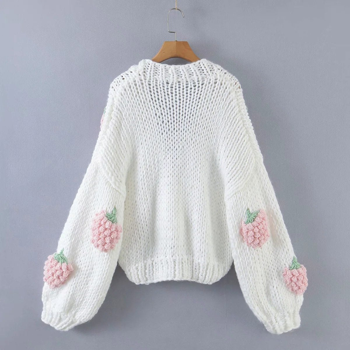 Cute Strawberry Handmade Cardigan Knitting Sweater