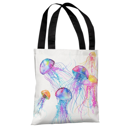 One Bella Casa 72696TT18P 18 in. Jellyfish Polyester Tote Bag by Ana V
