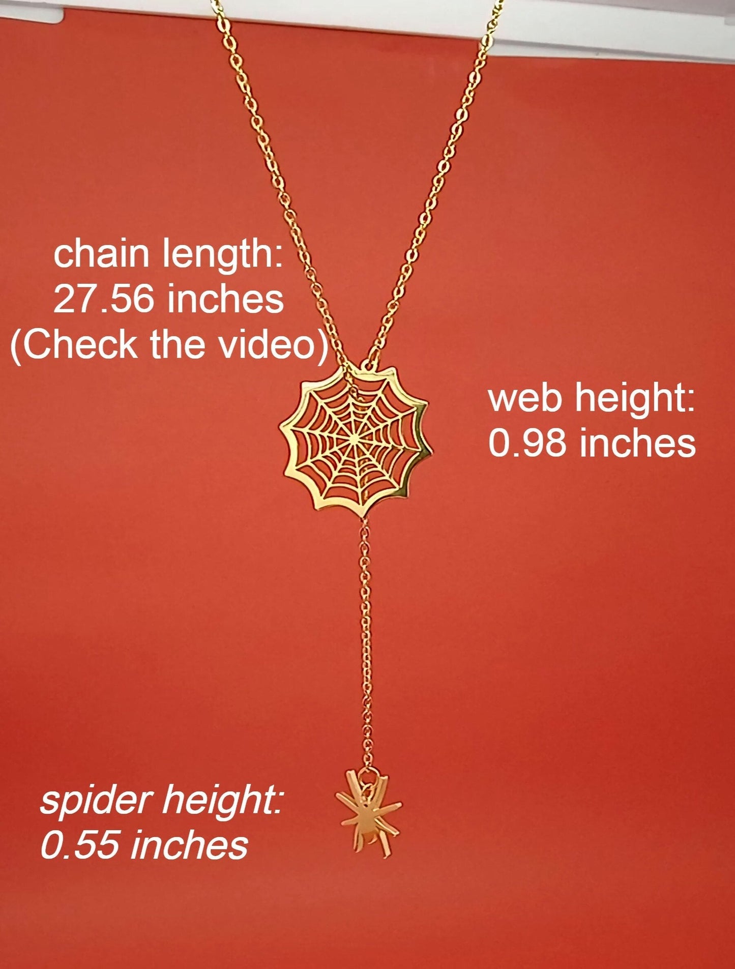18k Gold Spider Necklace | Spider Charm Pendant | Halloween Necklace