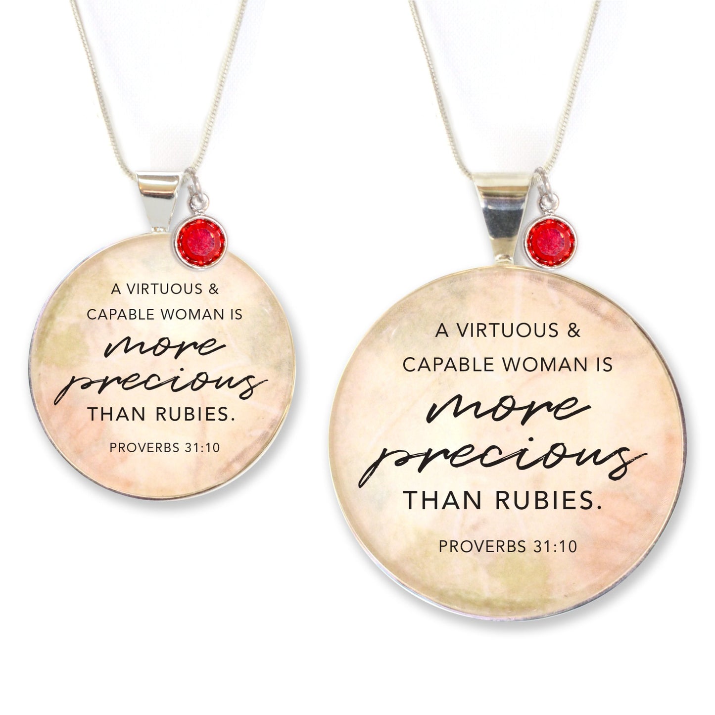 More Precious Than Rubies – Proverbs 31 Silver Pendant Necklace with