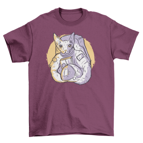 Astronaut cat hand-drawn t-shirt