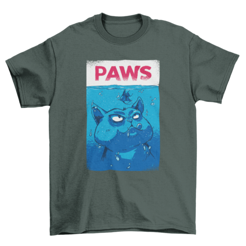 Angry underwater cat parody t-shirt