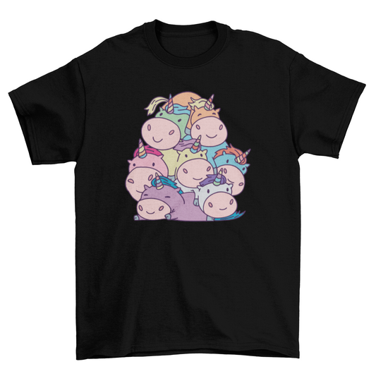 Cute unicorn pile t-shirt