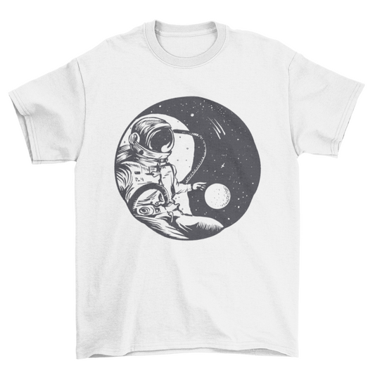 Astronaut yin yang space t-shirt