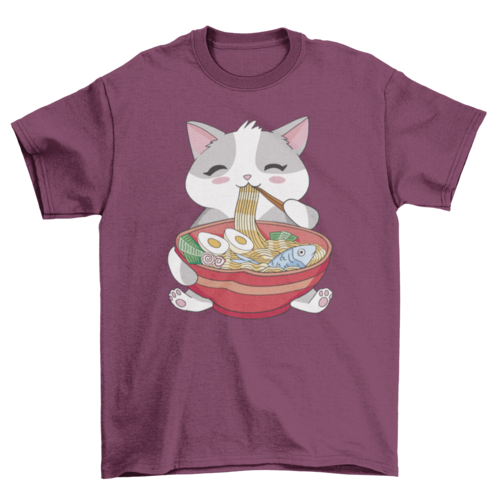 Cat eating ramen t-shirt