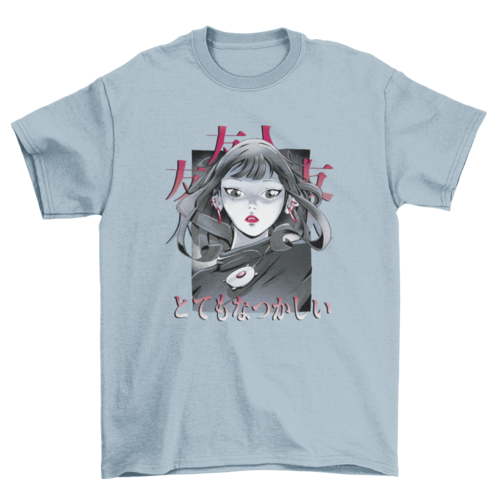 Dramatic anime girl t-shirt design