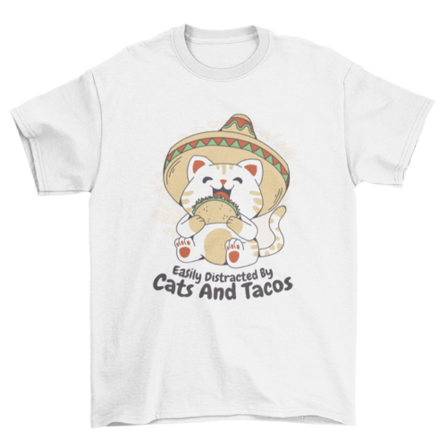 Cute cat and taco cartoon t-shirt