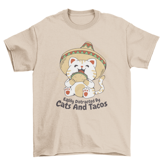 Cute cat and taco cartoon t-shirt