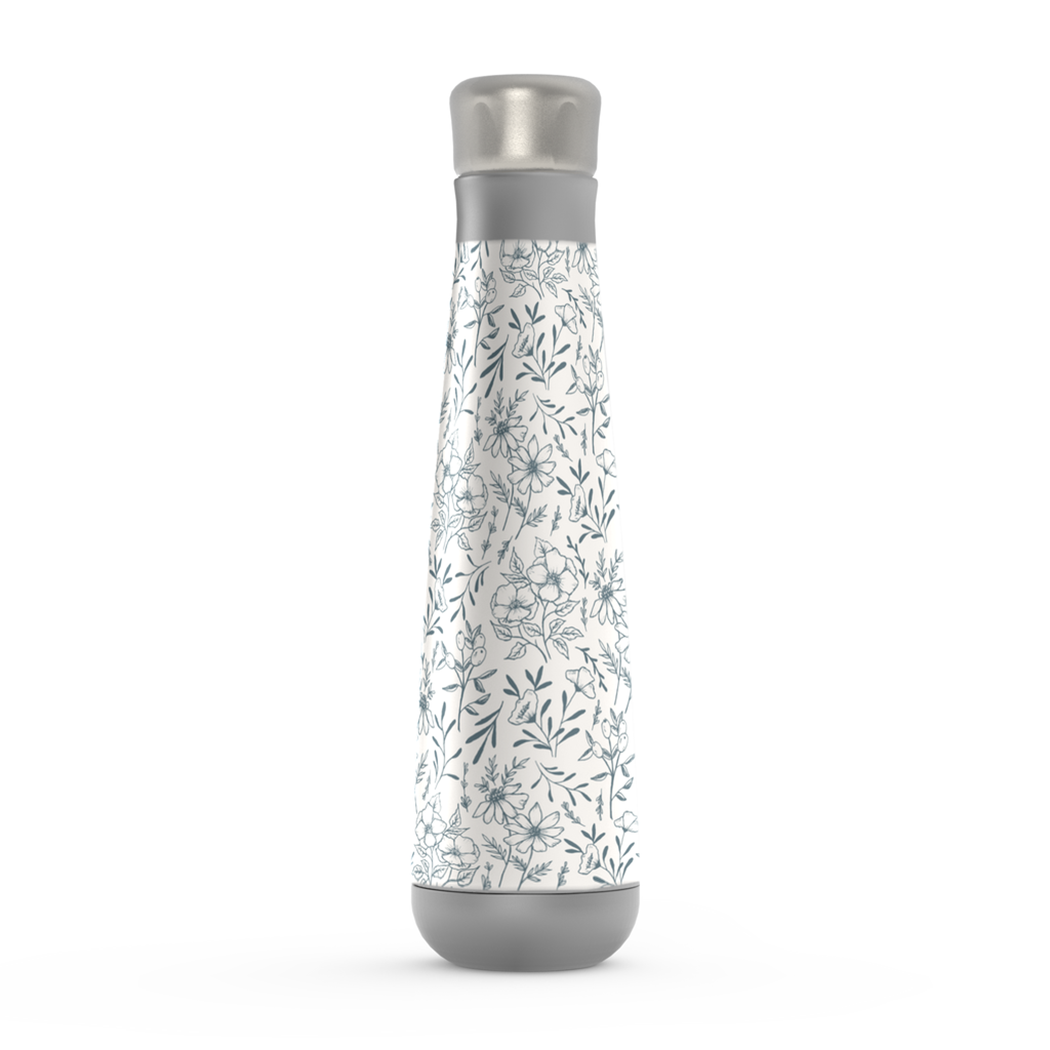 Blue Gray Flower Peristyle Water Bottle