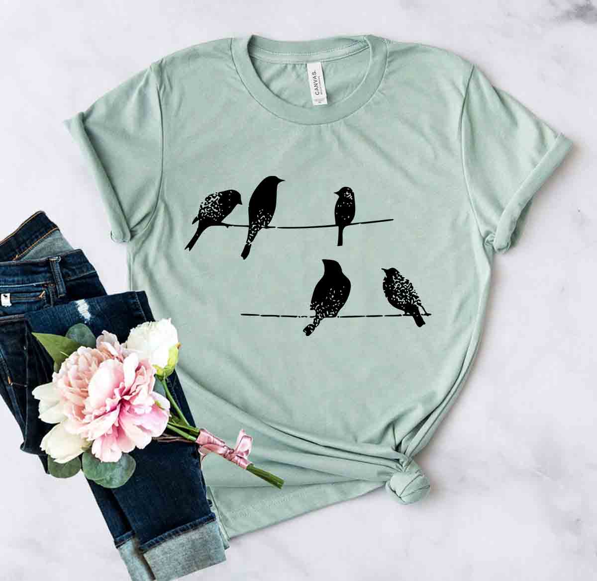 DT0250 Birds On Wire Shirt