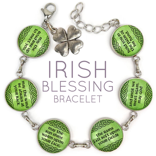 Irish Blessing Charm Bracelet – Stainless Steel or Silver-Plated