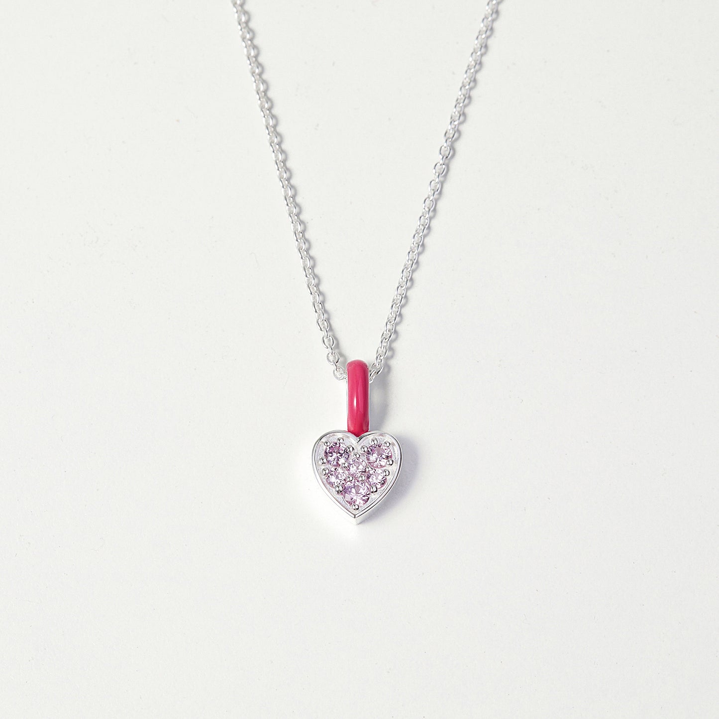Pink Heart Necklace, Pink Enamel Jewelry, Dainty Heart Jewlery