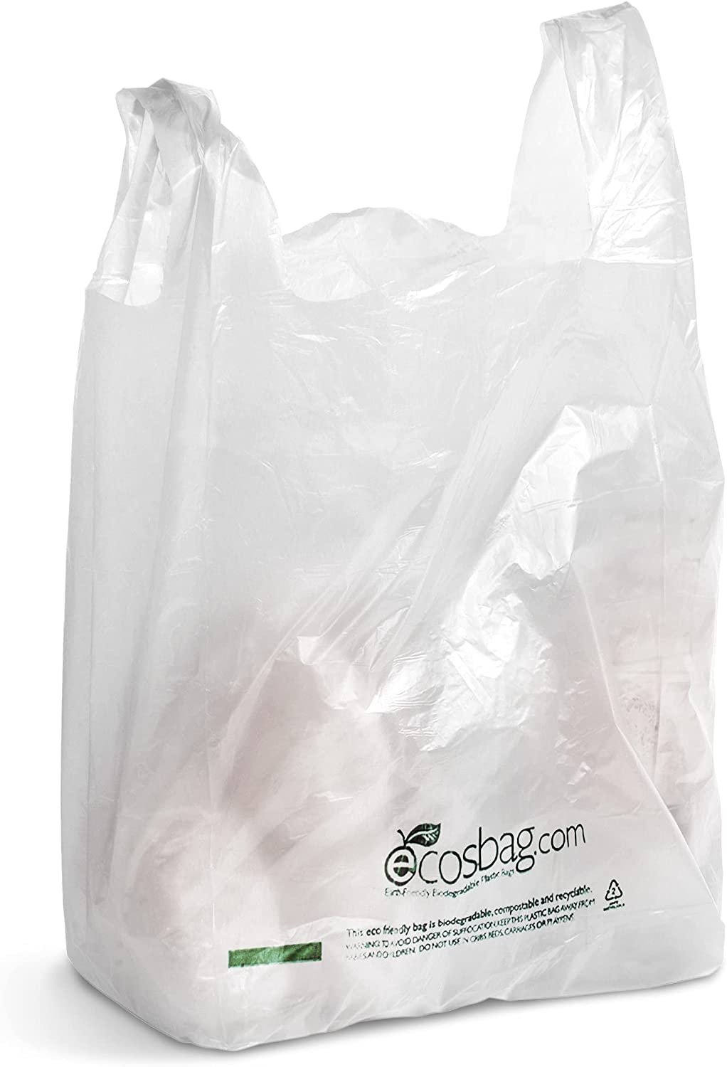 Pack of 1000 Earth Friendly Grocery Bags, White 11.5 x 6.5 x 21.