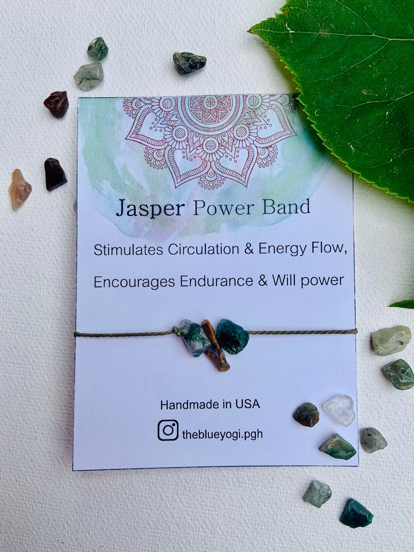 Jasper Healing Band with an affirmation