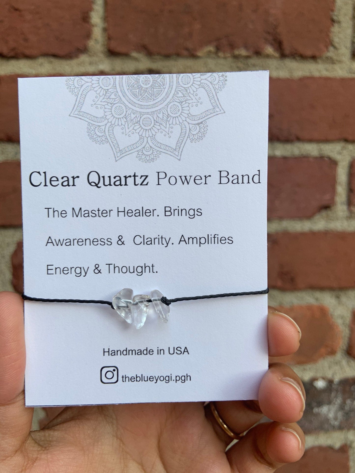 ClearQuartz Healing Band with an Affirmation