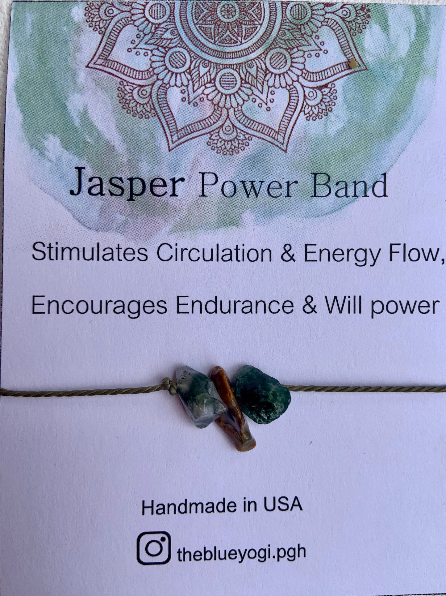 Jasper Healing Band with an affirmation