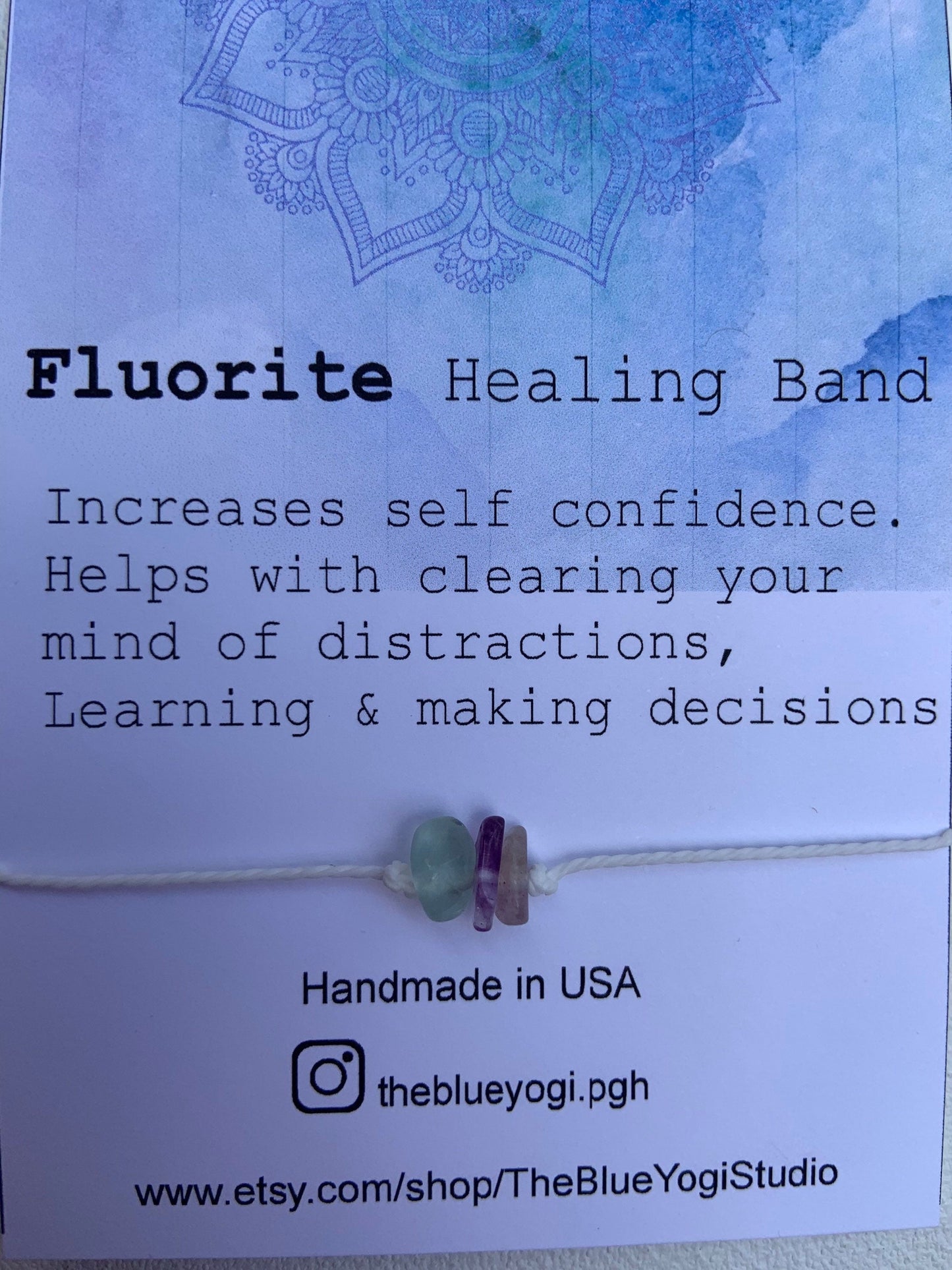 Fluorite Healing Band with an Affirmation