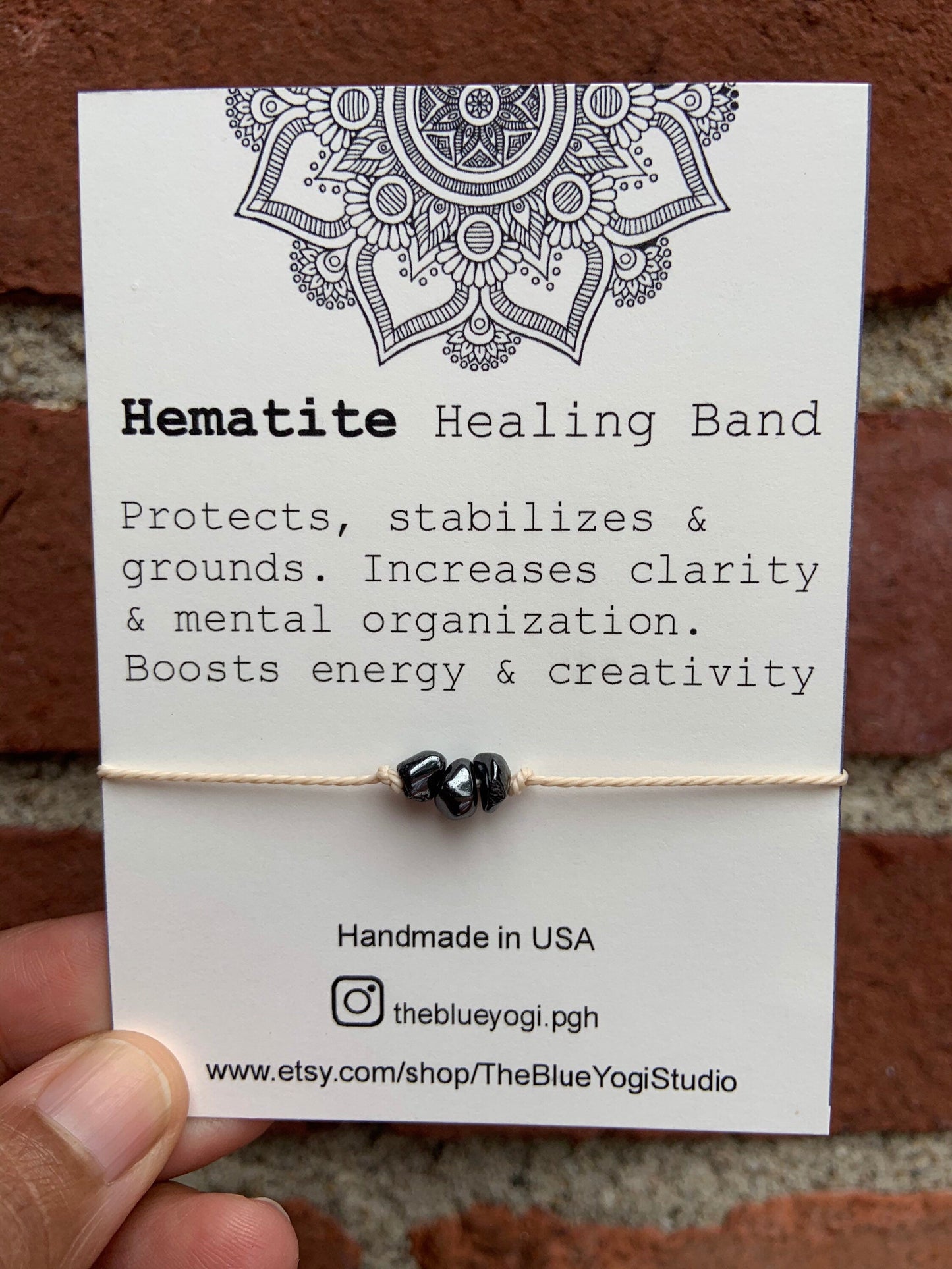Hematite Healing Band with an affirmation