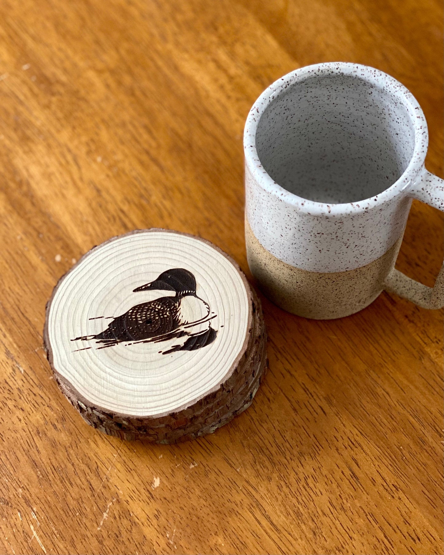 Loon Engraved Wood Coaster Set