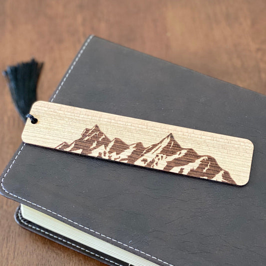 Mountain Engraved Wood Bookmark