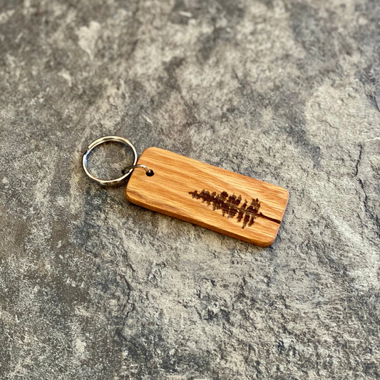 Pine Tree Engraved Wood Keychain