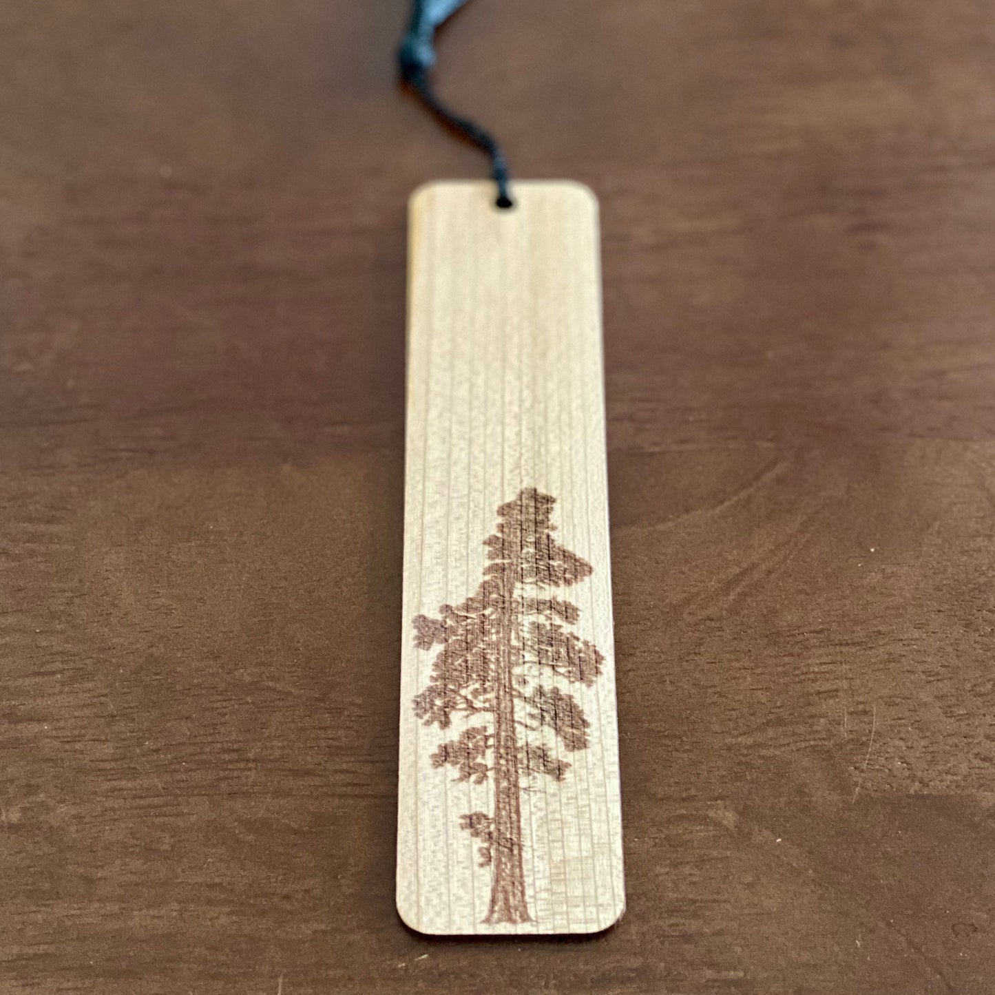 Pine Tree Engraved Wood Bookmark