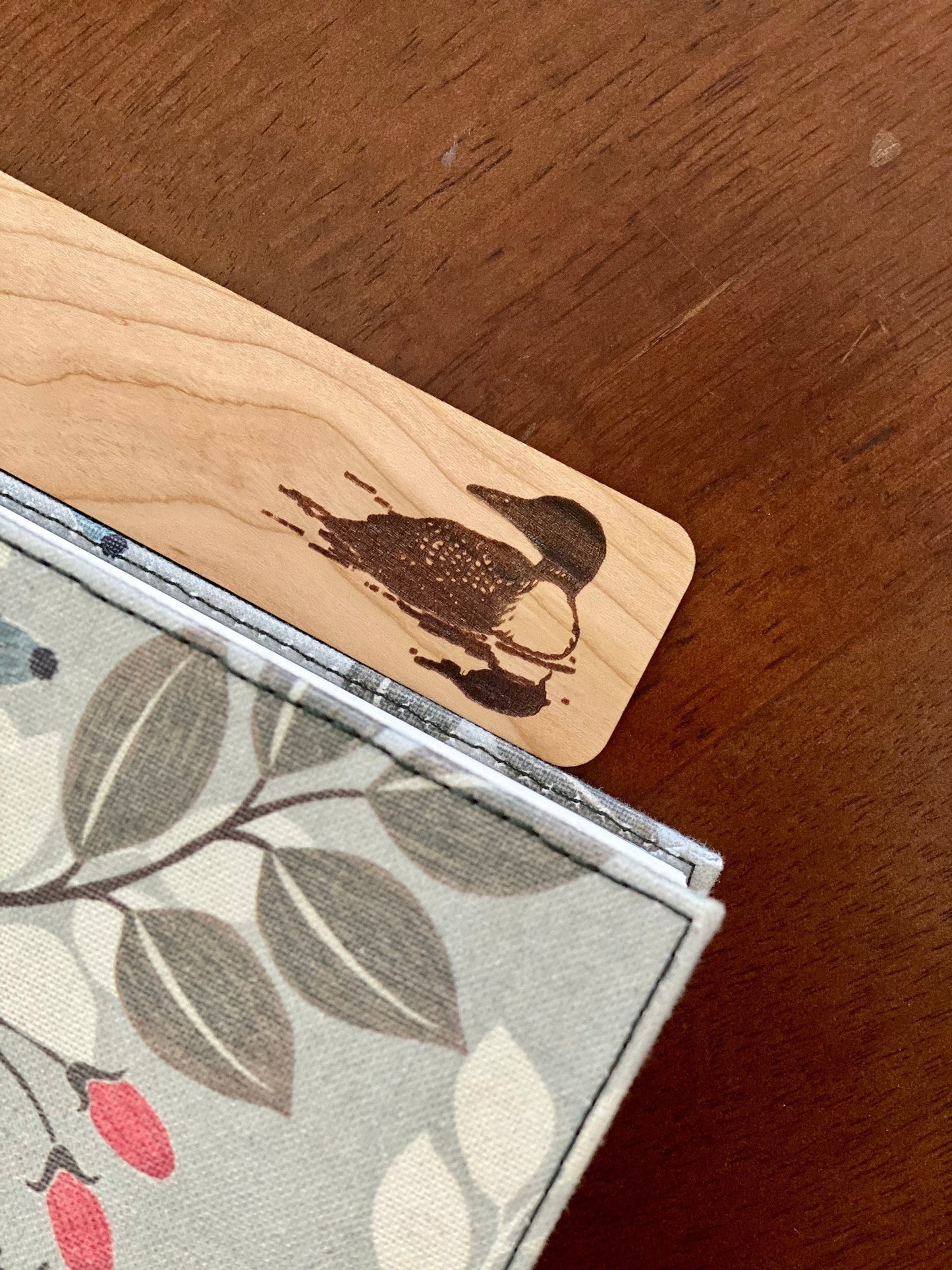 Loon Engraved Wood Bookmark